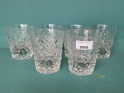 Lot 5008 - Six good quality diamond cut glass tumblers, 10.5cm high