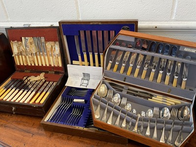 Lot 5254 - Three canteens of silver plated cutlery