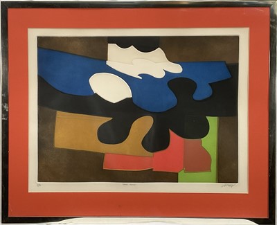 Lot 45 - Bertrand Dorny (1931-2015) etching - Terre Rouge, signed, edition number 4/30, 49cm x 65cm, signed in glazed frame.