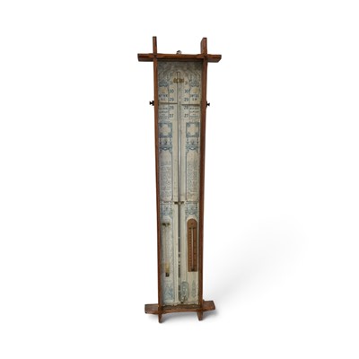 Lot 144 - Victorian Admiral barometer in oak case, 103.5cm in height.