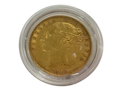 Lot 494 - G.B. - Gold Sovereign Victoria YH Shield Back 1860 AVF (1 coin)