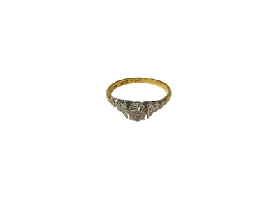Lot 58 - Diamond single stone ring with a single cut diamond in platinum illusion setting on 18ct gold shank