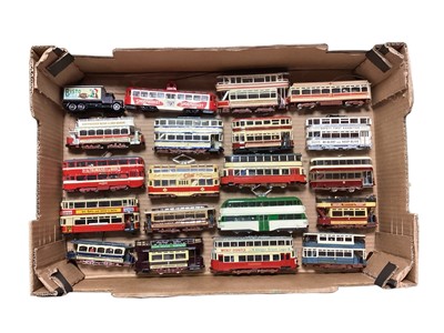Lot 1769 - Large selection of loose plastic and Diecast Trams and Buses, approx. 200 (8 boxes).