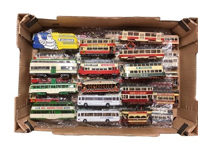 Lot 1769 - Large selection of loose plastic and Diecast Trams and Buses, approx. 200 (8 boxes).