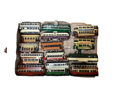 Lot 1769 - Large selection of loose plastic and Diecast Trams and Buses, approx. 200 (8 boxes).