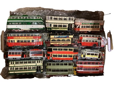 Lot 1769 - Large selection of loose plastic and Diecast Trams and Buses, approx. 200 (8 boxes).