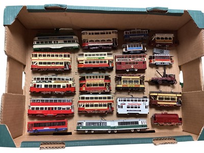 Lot 1769 - Large selection of loose plastic and Diecast Trams and Buses, approx. 200 (8 boxes).