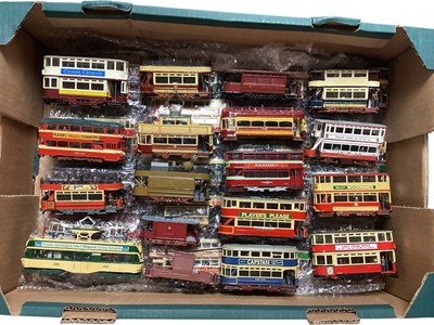 Lot 1769 - Large selection of loose plastic and Diecast Trams and Buses, approx. 200 (8 boxes).