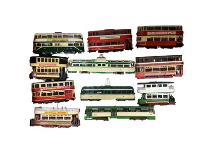 Lot 1769 - Large selection of loose plastic and Diecast Trams and Buses, approx. 200 (8 boxes).