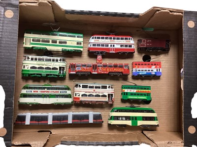 Lot 1769 - Large selection of loose plastic and Diecast Trams and Buses, approx. 200 (8 boxes).