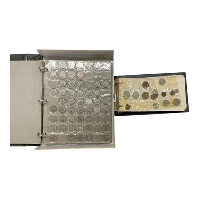 Lot 433 - World - Mixed coins contained in two albums and box, to include a small quantity of G.B. silver & other issues (Qty)