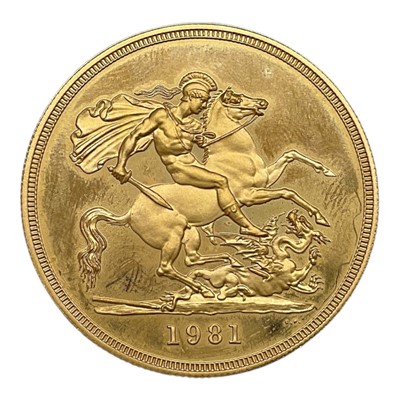 Lot 600 - G.B. - Gold proof £5 coin Elizabeth II 1981 (N.B. Uncased) (1 coin)
