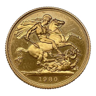 Lot 601 - G.B. - Gold proof Sovereign coin Elizabeth II 1980 (N.B. Uncased) (1 coin)