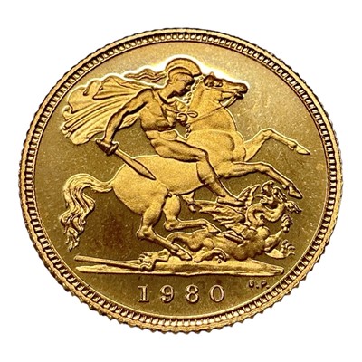 Lot 602 - G.B. - Gold proof ½ Sovereign coin Elizabeth 1980 (N.B. Uncased) (1 coin)