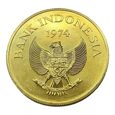 Lot 606 - Indonesia - Gold 100000 Rupiah coin 1974 UNC (N.B. A.G.W .9675 oz) (1 coin)