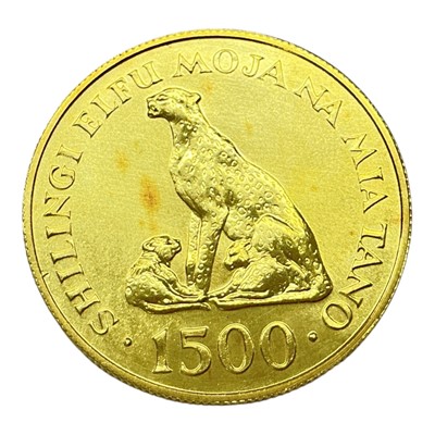 Lot 608 - Tanzania - Gold 1500 Shilingi coin 1974 UNC (N.B. A.G.W .9675 oz) (1 coin)