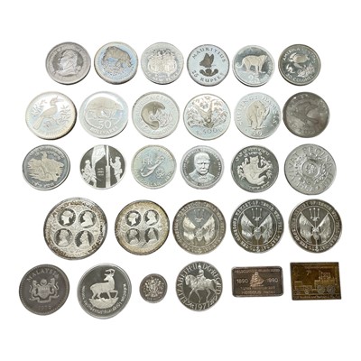 Lot 610 - World - Mixed world sterling silver coins & medallions (N.B. Est. total Wt. 954 gms) (29 coins & medallions)