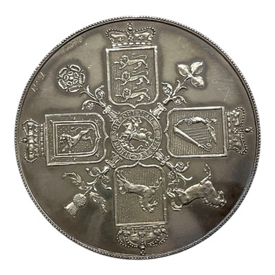 Lot 621 - G.B. - George III undated silver pattern Crown (circa 1760-1820) by Webb and Mills for Modie Obv: Tall bare, laureate bust, right, beneath in script JM. D and TW. F, Rev: Four crowned cruciform...