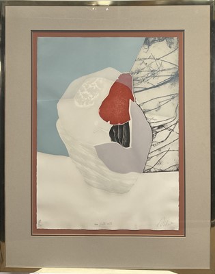 Lot 47 - Gilou Brillant (b, 1935) etching and aquatint, Indistictly titled, edition number 4/15, 76cm x 56cm, in glazed frame.