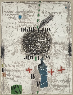 Lot 49 - James Coignard (1925-2008) etching and mixed media, Les Deux Otages, signed, edition number 33/75, 65cm x 50cm, in glazed frame.
