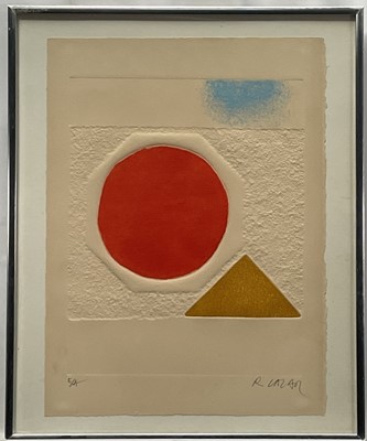Lot 51 - Raoul Lazar (b. 1938) etching, Abstract, signed, 38cm x 28cm, in glazed frame.