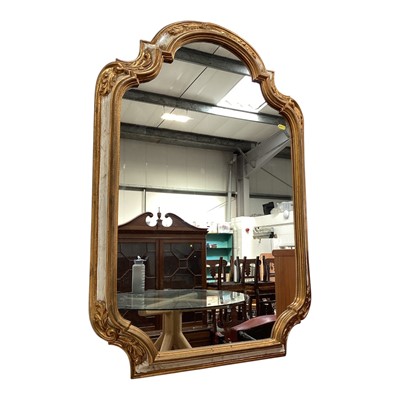 Lot 5166 - Italian gilt and painted gesso wall mirror in shaped frame