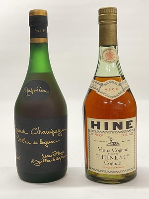 Lot 52 - Two bottles, Grande Champagne Napoleon Cognac, 40%., 70cl., together with a bottle of Hine Vieux Cognac