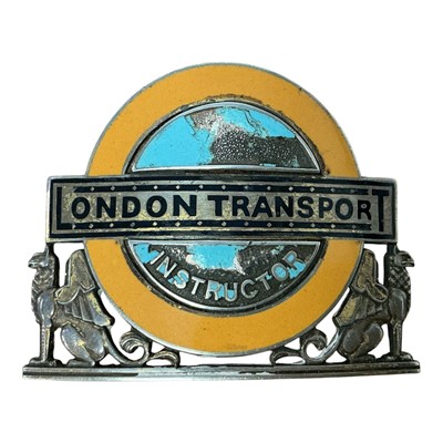 Lot 1930s silver and enamel London Transport Instructor badge, (Birmingham 1934), maker J R Gaunt & Son, 6cm in width.