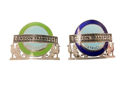 Lot Two vintage enamel London Transport Instructor badges, each 6cm in width, (2).