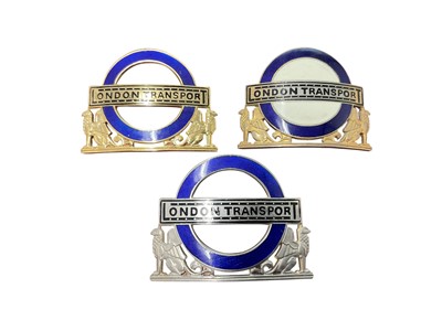 Lot Three vintage enamel London Transport badges, each 6cm in width, (3).