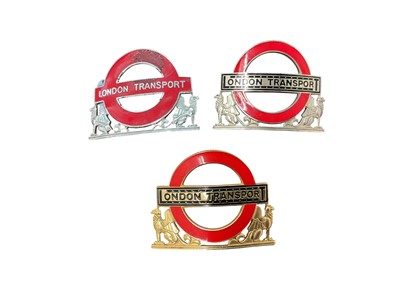 Lot Three vintage enamel London Transport badges, each 6cm in width, (3).