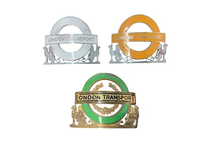 Lot Three vintage enamel London Transport badges, each 6cm in width, (3).