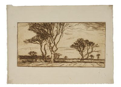 Lot Harry Becker (1865-1928) etching, Fields and Trees, 12 x 23.5cm