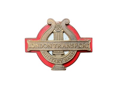 Lot Scarce vintage brass and enamel London Transport Military Band badge, 5.4cm in width.