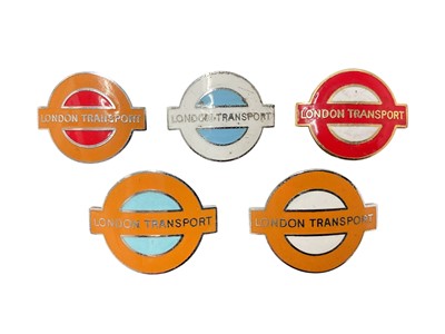 Lot Five vintage enamel London Transport badges, each 5cm in width, (5).