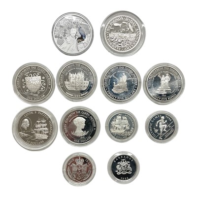 Lot 447 - World - Mixed late 20th century silver coins x 12, early 4th century AE Roman coins x 10 (N.B. all discernible) and a Charles I silver Half Groat Poor-Fair (23 coins)