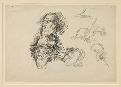 Lot Harry Becker (1865-1928) graphite, Portrait Studies of a Bearded Man with Hat, 36 x 55cm, glazed frame