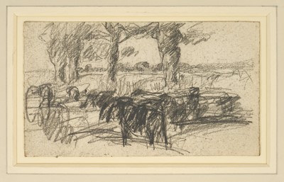 Lot Harry Becker (1865-1928) graphite, Sheep in a Lane, near Wenhaston, 9 x 15.5cm, mounted but unframed