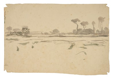 Lot Harry Becker (1865-1928) monochrome watercolour, Field Study
