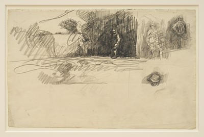 Lot Harry Becker (1865-1928) graphite, Studies of a Farm Worker in a Landscape, 33 x 51cm, mounted but unframed
