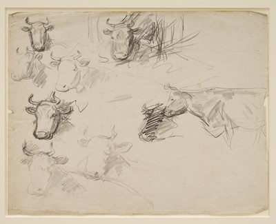 Lot Harry Becker (1865-1928) graphite, Cattle Studies, 42 x 53cm, mounted but unframed