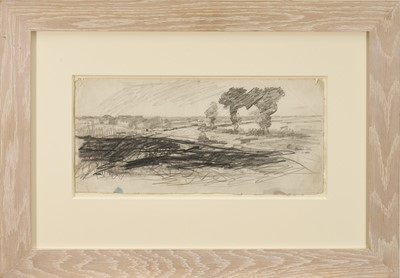 Lot Harry Becker (1865-1928) graphite, Expansive Landscape near Wenhaston, 18 x 38cm, glazed frame