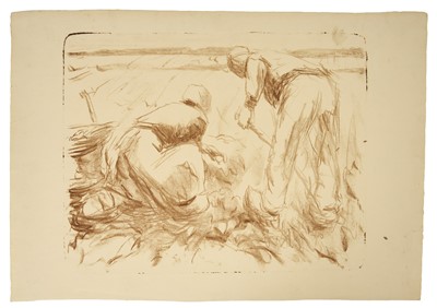 Lot Harry Becker (1865-1928) lithograph, Man and a Woman Digging Potatoes, 1908, the sheet size 38 x 51cm, unframed