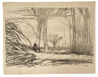 Lot Harry Becker (1865-1928) lithograph, Woodcutter, signed and dated 1913 to the plate, sheet size 41 x 58cm, unframed