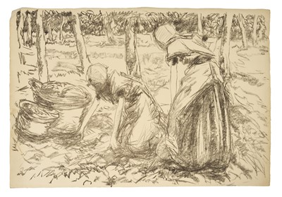 Lot Harry Becker (1865-1928) lithograph, Young Girls Gathering Potatoes, 1908, 39 x 57cm, unframed