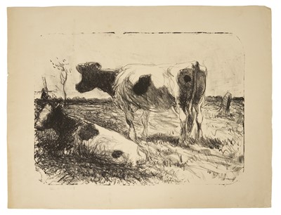 Lot Harry Becker (1865-1928) lithograph, Cattle in a Field, sheet size 38 x 49cm, unframed