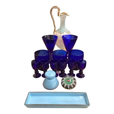 Lot 5009 - Collection of Bristol blue glassware together with a claret jug and other glass