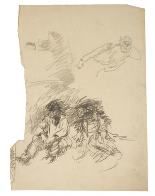 Lot Harry Becker (1865-1928) graphite, Farm Workers Resting, sheet approximately 38 x 28cm, unframed