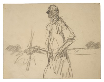 Lot Harry Becker (1865-1928) graphite, Farm Worker, 17 x 22cm, unframed