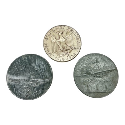 Lot 636 - Germany - Mixed commemorative medallions to include .835 silver, Obv: Hermann Goering portrait facing left, reverse eagle with claws grasping sword and thunderbolts with Swastika on breast, 15.9...